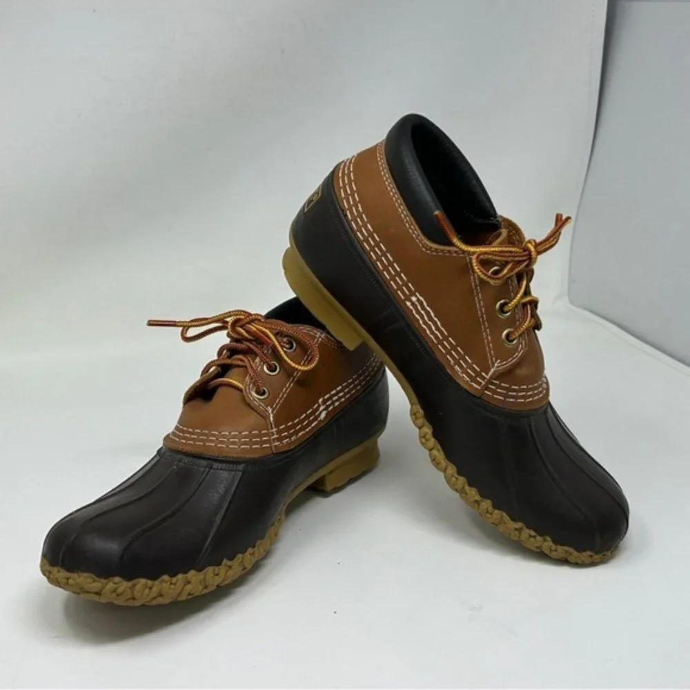 LL Bean Leather Unlined Gumshoe Low Ankle Duck Boots Size 7 N rain